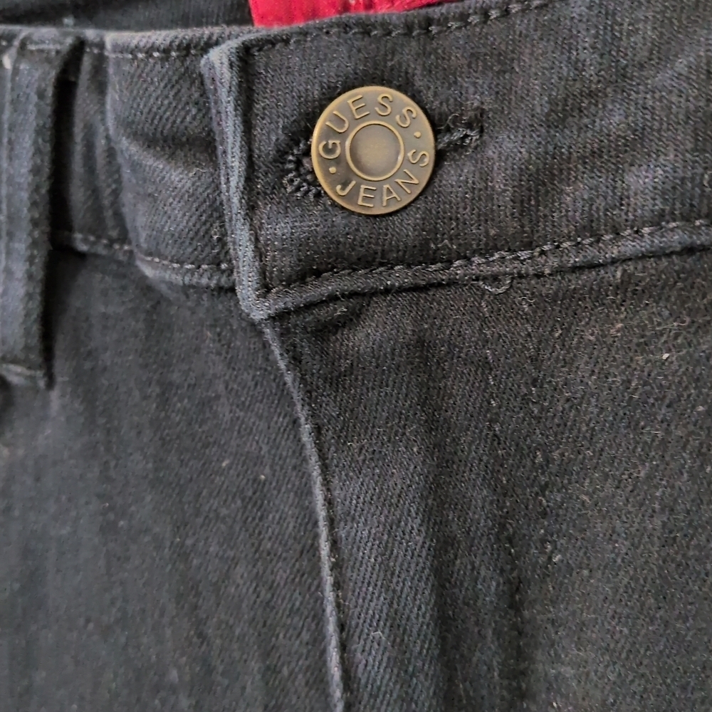 NWOT Guess Jeans Womens SZ 29 Skinny Logo On Pocket Black 90's Y2K - Picture 2 of 4